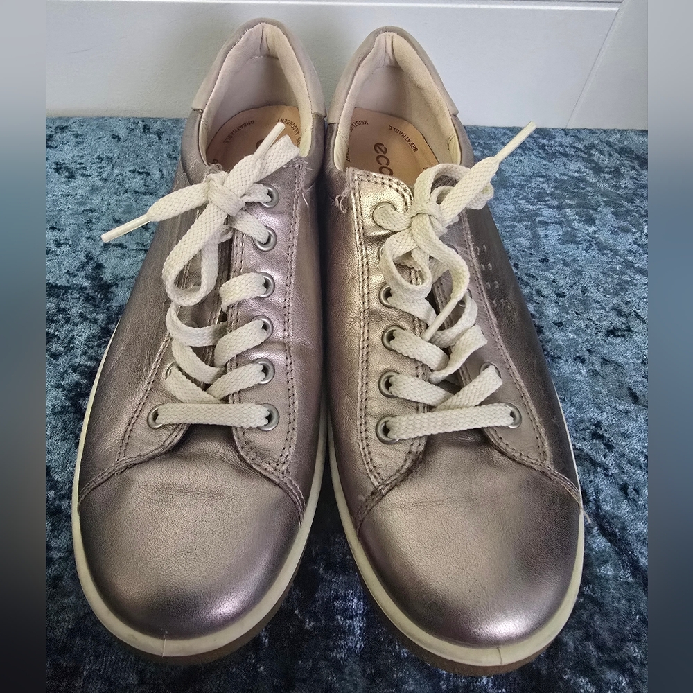 ECCO Womens Metallic  Leather Sneakers Shoes Size 10\41 - Picture 4 of 13